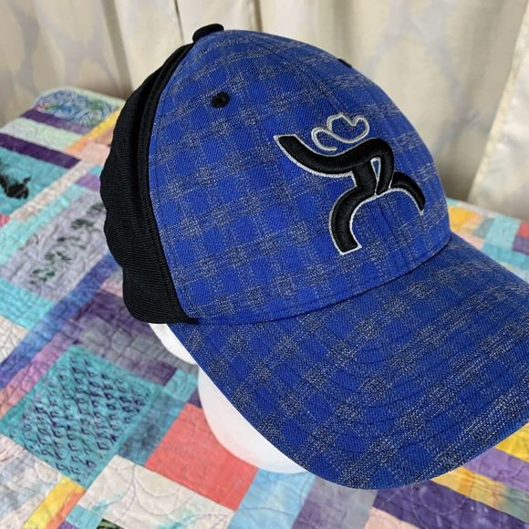Get Your Hooey Stretch Fitted FlexFit Trucker Hat Cap Size L-XL Blue And Black - Picture 4 of 6